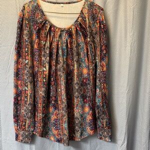 Boho Paisley/Floral Multicolor Women's Top XL